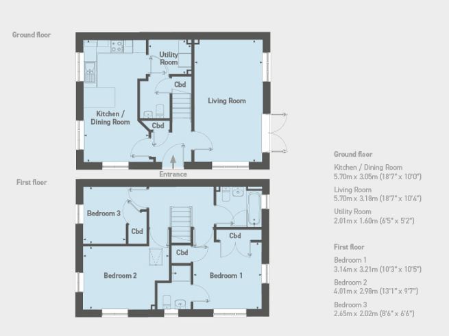 Floor plan, 3 bedroom house - artist's impression subject to change